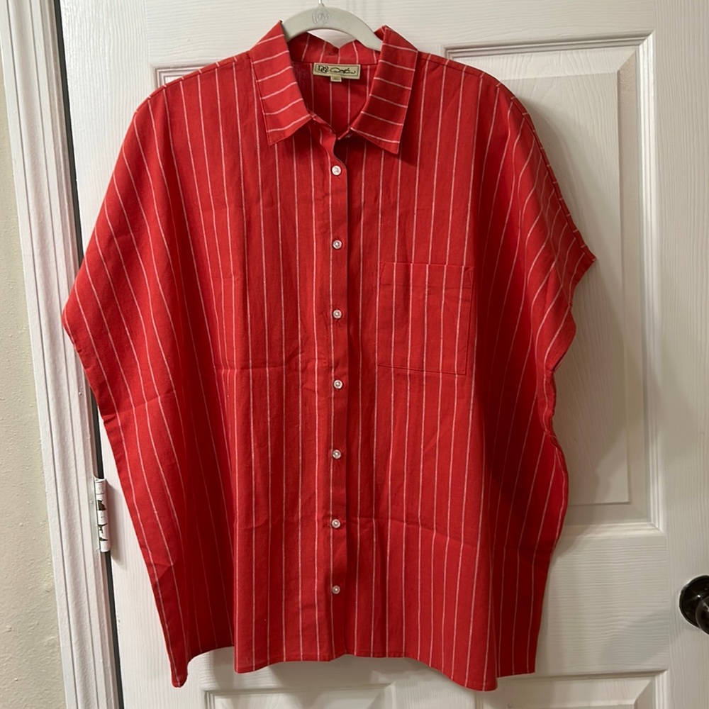 Deep Coral Button Down Top